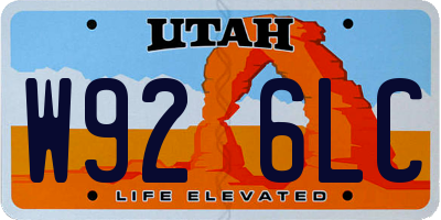 UT license plate W926LC