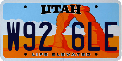 UT license plate W926LE