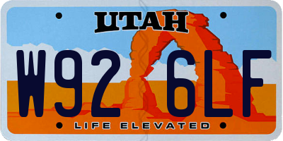 UT license plate W926LF