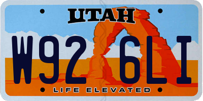 UT license plate W926LI