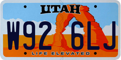 UT license plate W926LJ