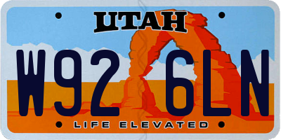 UT license plate W926LN
