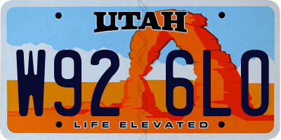 UT license plate W926LO