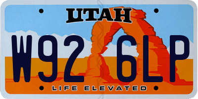 UT license plate W926LP