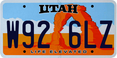 UT license plate W926LZ