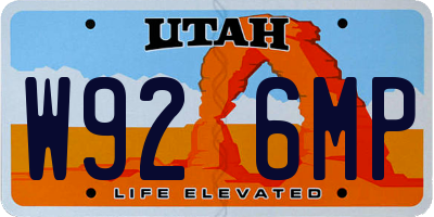 UT license plate W926MP