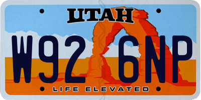UT license plate W926NP