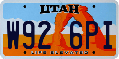 UT license plate W926PI