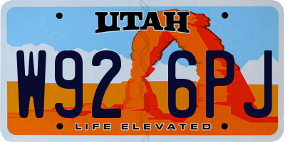 UT license plate W926PJ