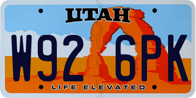 UT license plate W926PK
