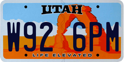 UT license plate W926PM