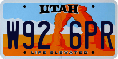 UT license plate W926PR