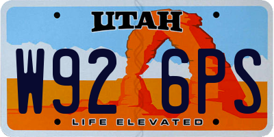 UT license plate W926PS