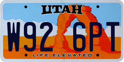 UT license plate W926PT