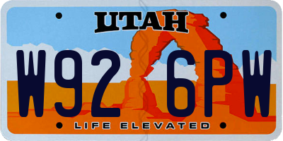 UT license plate W926PW