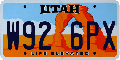 UT license plate W926PX