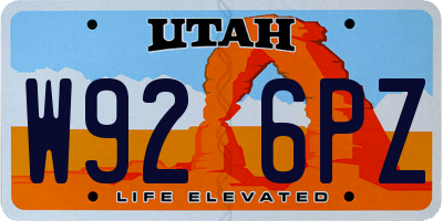 UT license plate W926PZ