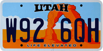 UT license plate W926QH