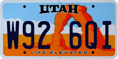 UT license plate W926QI