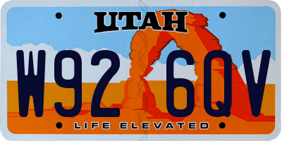 UT license plate W926QV