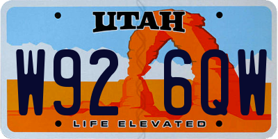 UT license plate W926QW