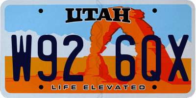 UT license plate W926QX