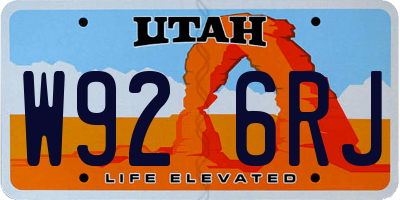 UT license plate W926RJ