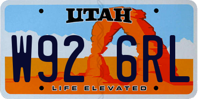 UT license plate W926RL