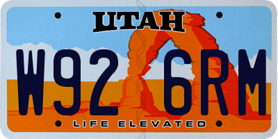 UT license plate W926RM
