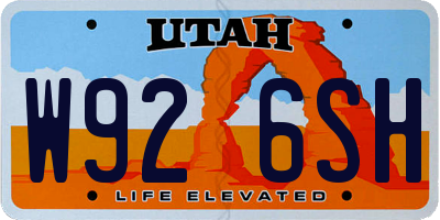UT license plate W926SH