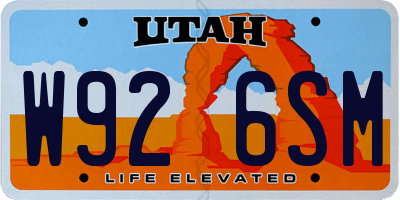 UT license plate W926SM