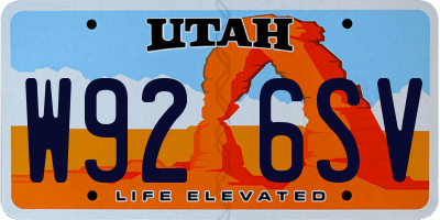 UT license plate W926SV