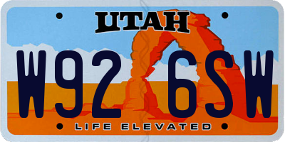 UT license plate W926SW