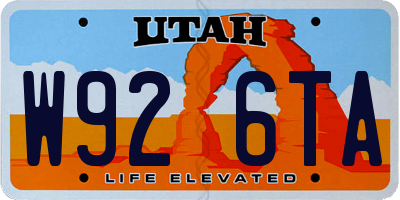 UT license plate W926TA