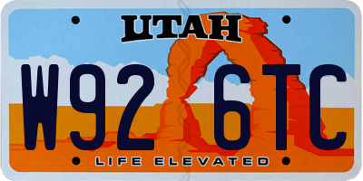 UT license plate W926TC