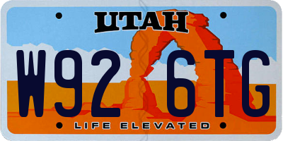 UT license plate W926TG