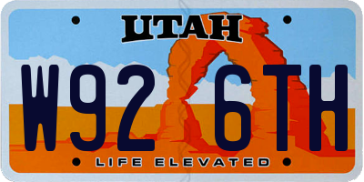 UT license plate W926TH