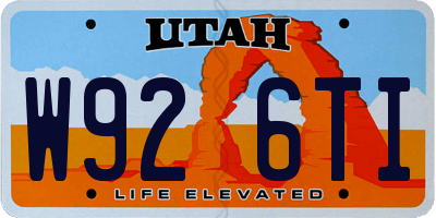 UT license plate W926TI