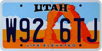 UT license plate W926TJ