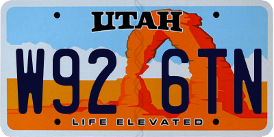 UT license plate W926TN