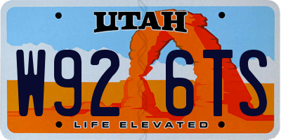 UT license plate W926TS