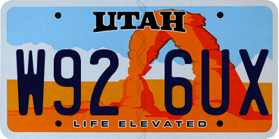 UT license plate W926UX