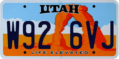 UT license plate W926VJ