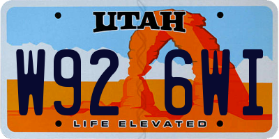 UT license plate W926WI