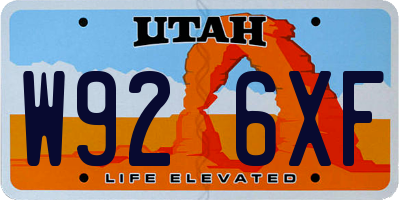 UT license plate W926XF