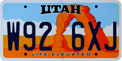UT license plate W926XJ