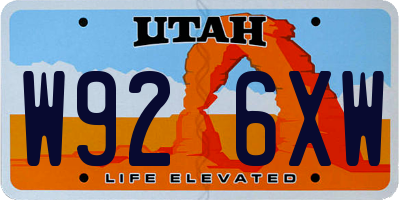 UT license plate W926XW
