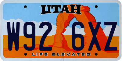 UT license plate W926XZ