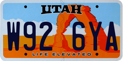 UT license plate W926YA