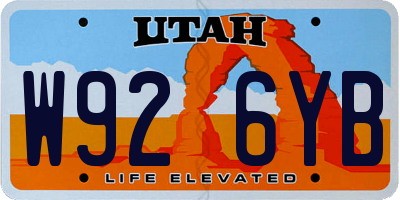 UT license plate W926YB
